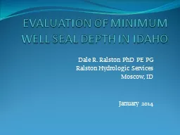 EVALUATION OF MINIMUM WELL SEAL DEPTH IN IDAHO