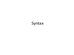 Syntax Syntax: Heads and Phrases