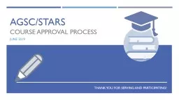 AGSC/STARS COURSE APPROVAL PROCESS