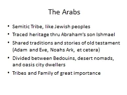 The Arabs Semitic Tribe, like Jewish peoples