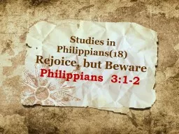 Studies in Philippians(18)