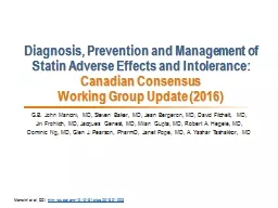Diagnosis, Prevention and Management of Statin Adverse Effects and Intolerance: