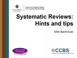 Systematic Reviews: Hints and tips