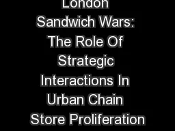 London Sandwich Wars: The Role Of Strategic Interactions In Urban Chain Store Proliferation