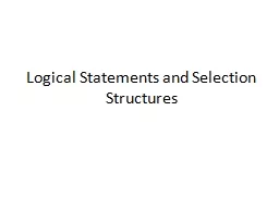 Logical Statements and Selection Structures