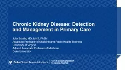 Chronic Kidney Disease: Detection and Management in Primary Care