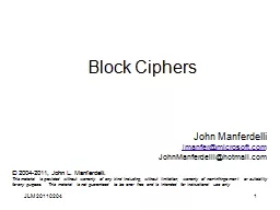 1 Block Ciphers John Manferdelli