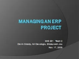 Managing an ERP Project