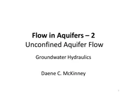 Flow in Aquifers – 2