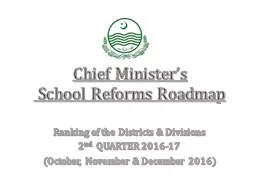 Chief Minister’s  School Reforms Roadmap