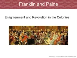 Enlightenment and Revolution in the Colonies