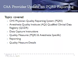 CAA Provider Update on PQRS Reporting