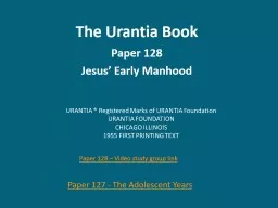 The Urantia Book Paper 128
