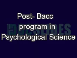 Post- Bacc   program in Psychological Science