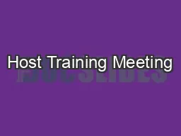 Host Training Meeting