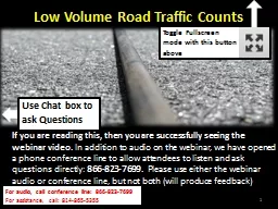 1 Low Volume Road Traffic Counts
