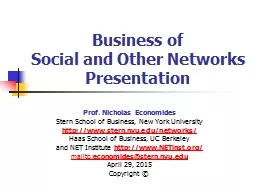 Business of  Social and Other Networks Presentation