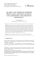 ISLAMIC AND CHRISTIAN INSPIRED RELIEF NGOs BETWEEN TACTICAL COLLABORATION AND STRATEGIC