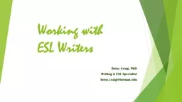 Working  with  ESL Writers