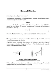 Electron Diffraction Do moving electrons display wave
