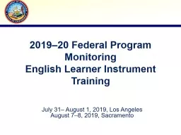 2019–20 Federal Program Monitoring