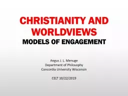 CHRISTIANITY AND WORLDVIEWS