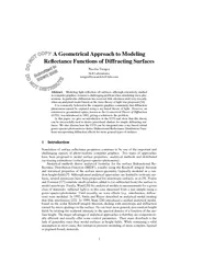 A Geometrical Approach to Modeling Reectance Functions