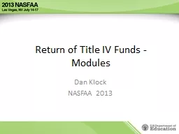 Return of Title IV Funds -