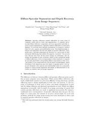DiuseSpecular Separation and Depth Recovery from Image