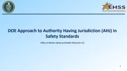 DOE Approach to Authority Having Jurisdiction (AHJ) in Safety Standards