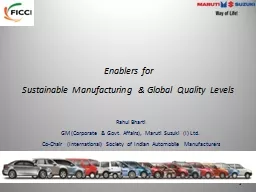 Enablers for Sustainable Manufacturing & Global Quality Levels
