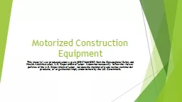 Motorized Construction Equipment