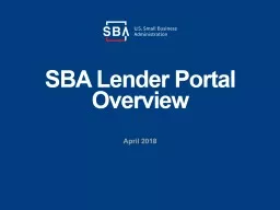 SBA Lender Portal Overview