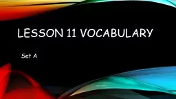 Lesson 11 Vocabulary