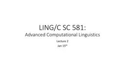 LING/C SC 581:  Advanced Computational Linguistics