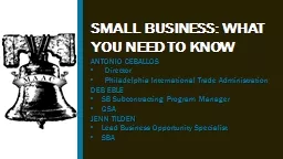 SMALL BUSINESS: WHAT YOU NEED TO KNOW