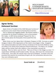 Agnes  Vertes ,  Holocaust Survivor