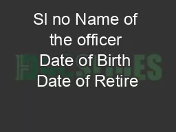 Sl no Name of the officer Date of Birth Date of Retire