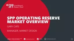 SPP Operating Reserve Market Overview