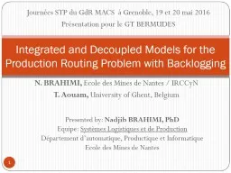 Presented by:  Nadjib BRAHIMI, PhD