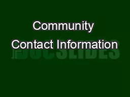 Community Contact Information