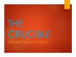 THE CRUCIBLE Literary Analysis Essay