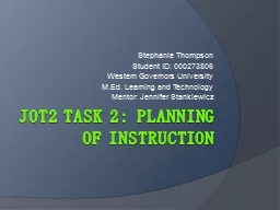 JOT2 Task 2: Planning of Instruction
