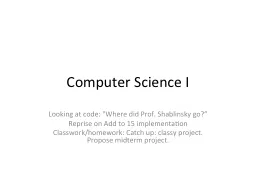 Computer Science I Looking at code: 