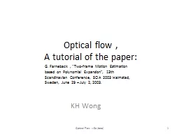 Optical flow , A tutorial of the paper: