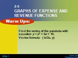 Slide   1 2-5 GRAPHS OF EXPENSE AND REVENUE FUNCTIONS
