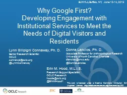 Why Google First?  Developing Engagement with Institutional Services to Meet the Needs