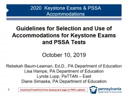 Guidelines for Selection and Use of Accommodations for Keystone Exams