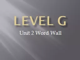 Level G  Unit 2 Word Wall