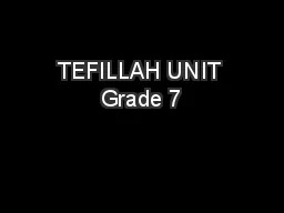 TEFILLAH UNIT Grade 7